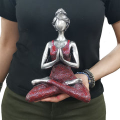 Yoga Lady Figure - Silver & Bordeaux 24cm product image 2