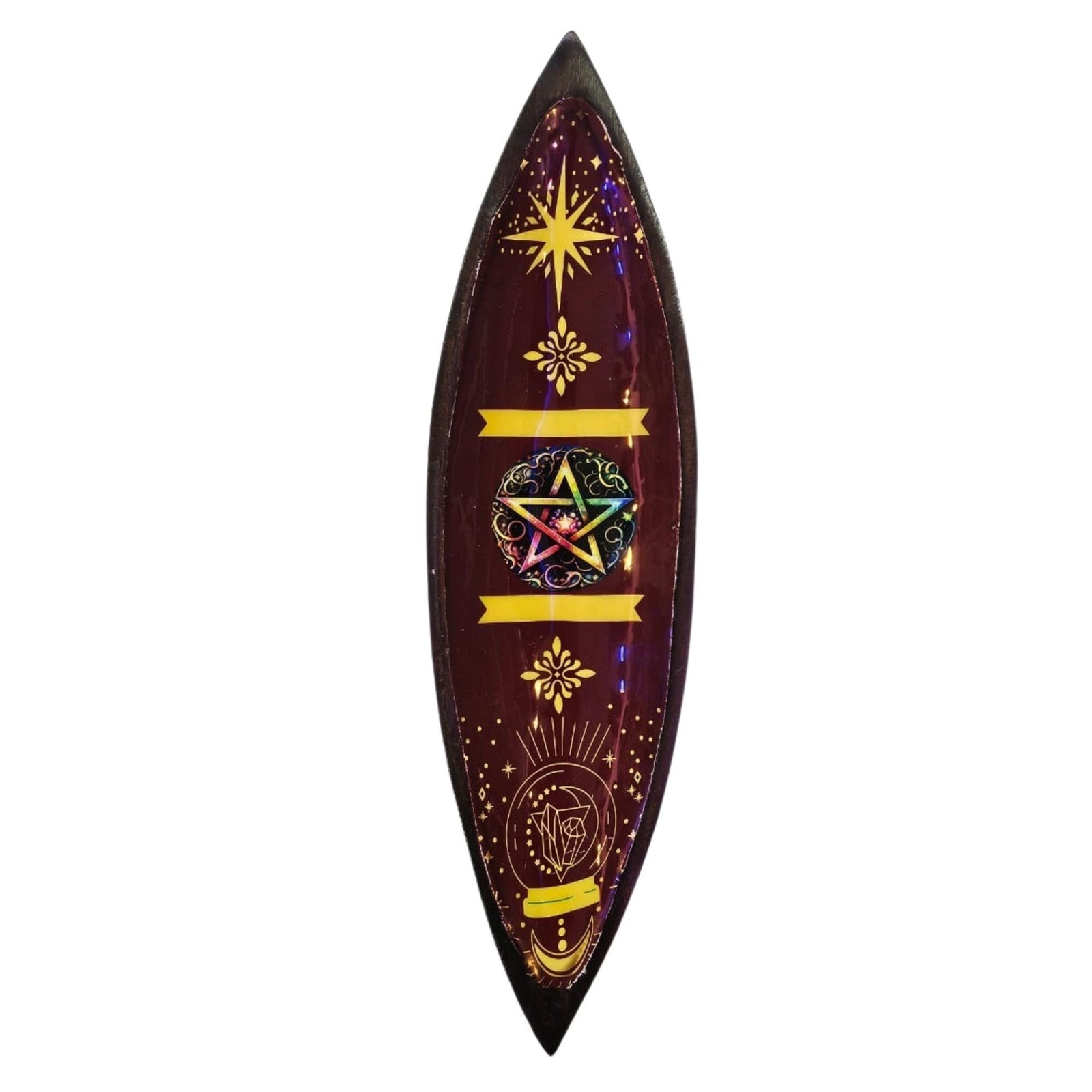 Enamel Incense Bowl - Mango Wood - Pentagon product image