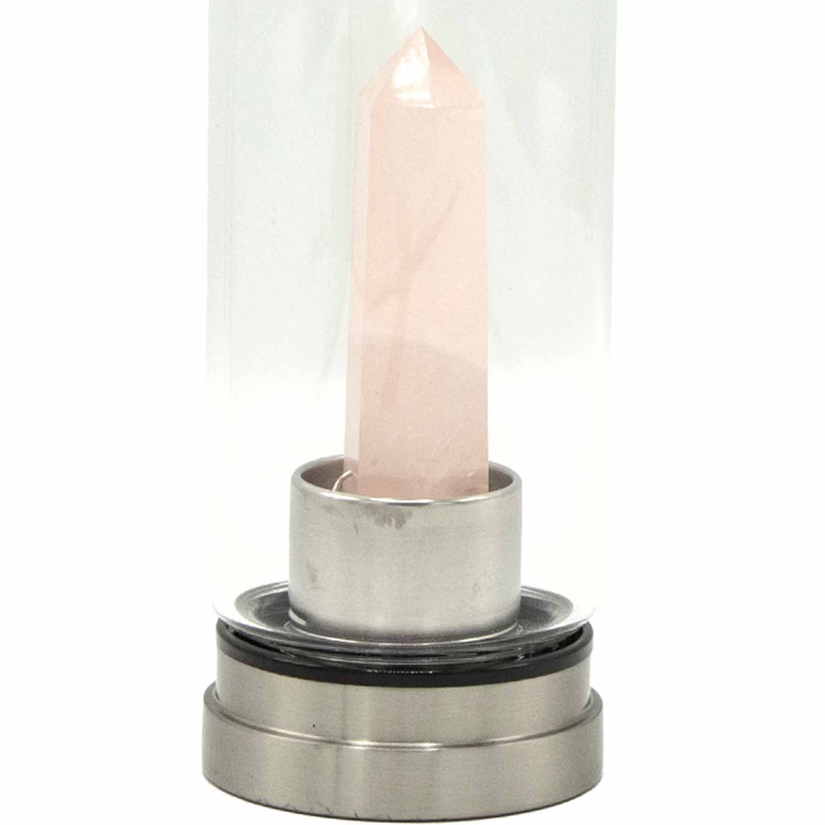 Crystal Infused Glass Water Bottle - Rejuvenating Rose Quartz - Obelisk - product image 2