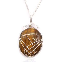 Swirl Wrapped Gemstone Necklace - Tiger Eye product image 5