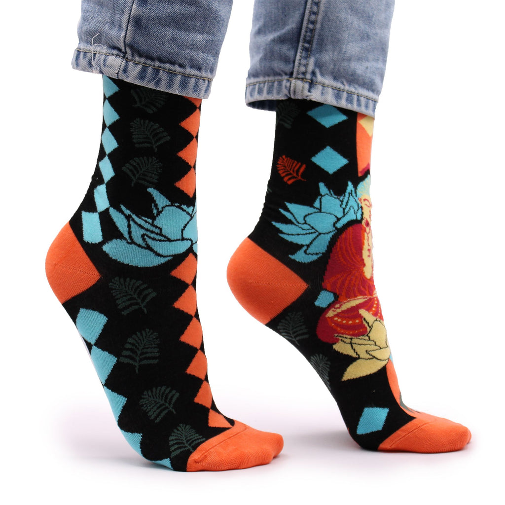 Hop Hare Bamboo Socks S/M - Blue Buddha & Lotus product image 3