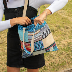 Patchwork Kathmandu Tote Bag - Dhaka Design (37x38cm)