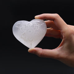 Selenite Heart - 7-8cm - Mandala Engraved product image 2