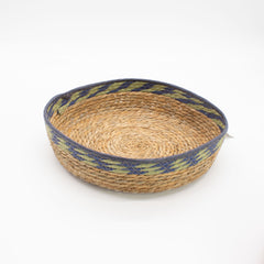 Straw & Seagrass Tray Baskets - Natural Green & Blue- Set of 3 product image 3
