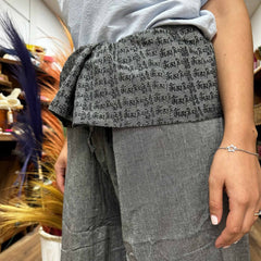 Yoga and Festival Pants - Thai Fisherman Mandala Mantra on Grey product image 2