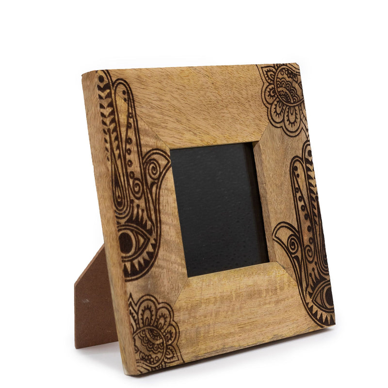 Small Mango Wood Picture Framel (for 10x10cm) 20x20x2cm - Hamsa - Black product image