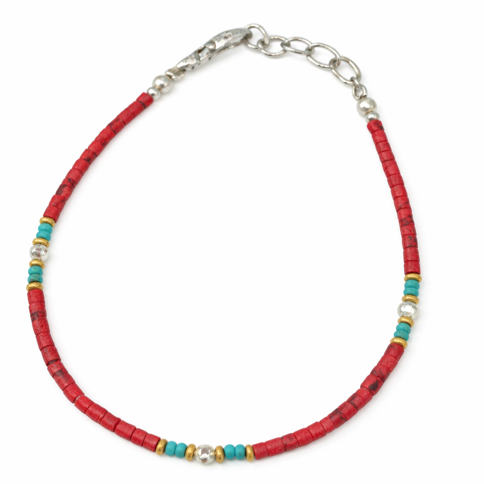 Nepalese Extra Fine Gem Bracelet - Coral Tribal Bead product image 3