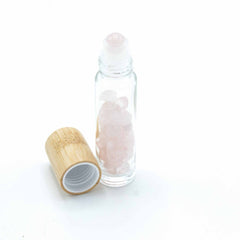 Gemstone Essential Oil Roller Bottle - Rose Quartz - Wooden Cap product image 4