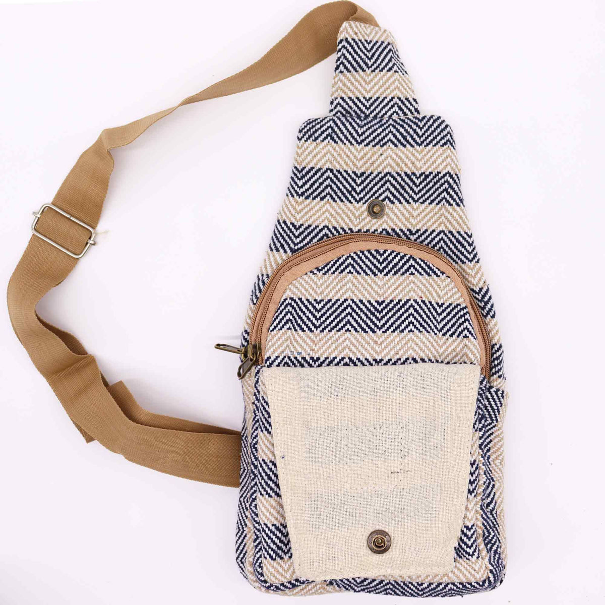 Body Cross Bag Natural Cotton - Tan & Navy product image 4