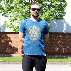 Nomad Sari Stonewashed Cotton T-Shirt – Hamsa – Blue – Small product image 2