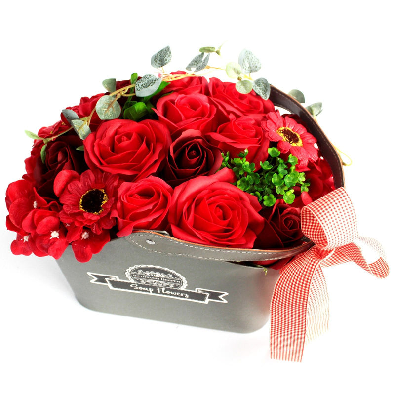 Basket Soap Flower Bouquet - Red product image