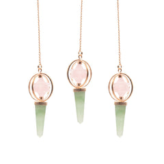 Heart Compass- Two Piece Spinning Merkaba Star in Copper Pendulum - Rose Quartz & Green Aventurine product image