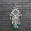 Protection Dream Catcher - Lrg Macrame Pyramid White/Turquoise product image
