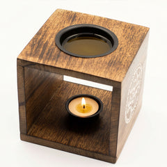 Large Square Mango Wood Oil Burner- Pentagon product image 3