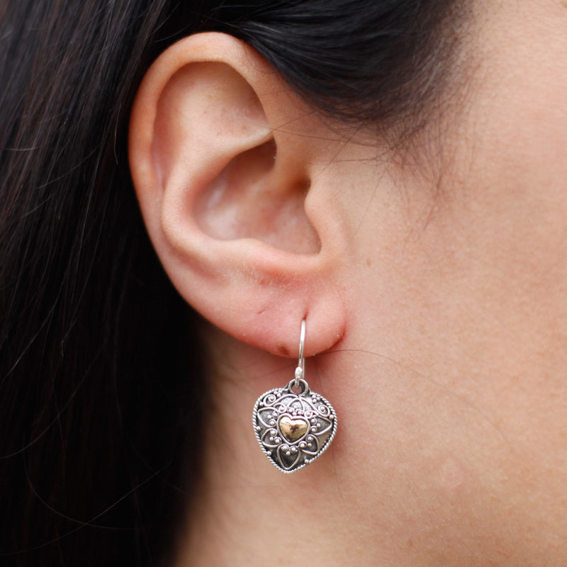 Silver & Gold Earring - Mandala Hearts product image