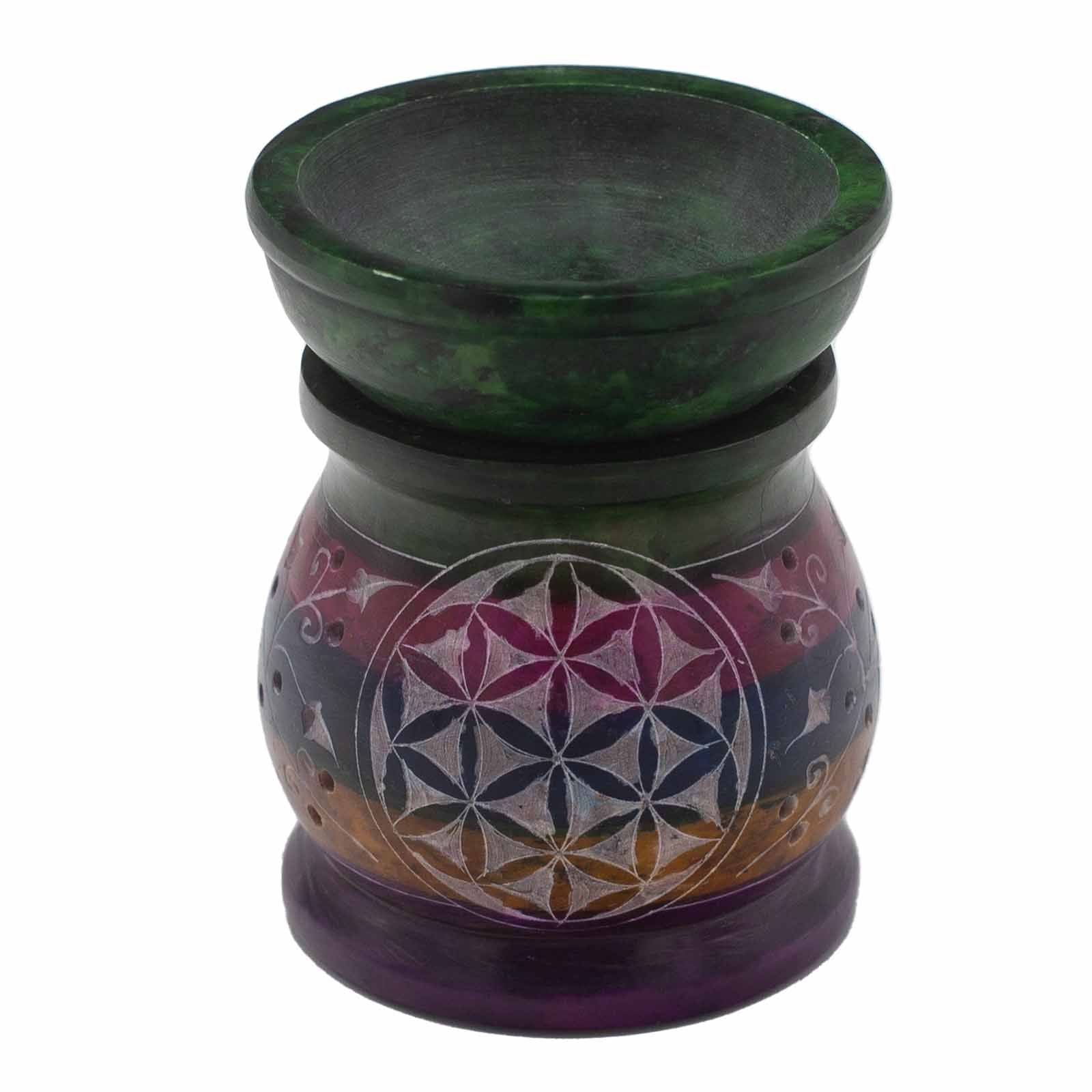 Soapstone Oil Burner 10cm - Flower of Life - Five Colours product image