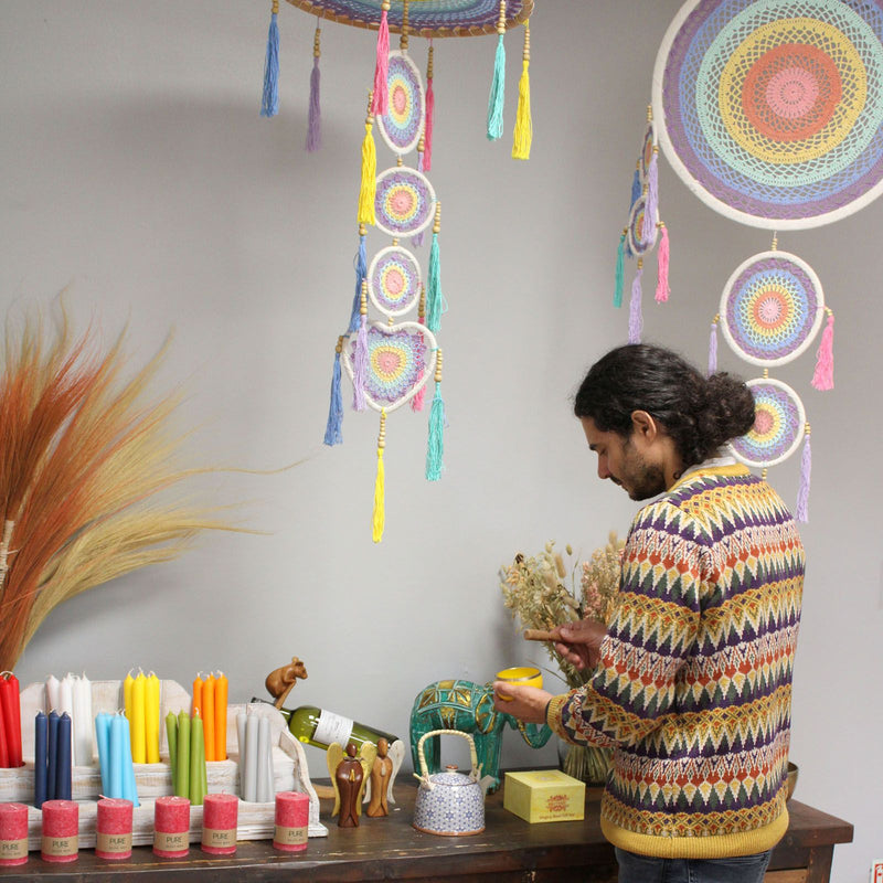 Large Dreamcatcher (55cm) - Pastel Rainbow product image