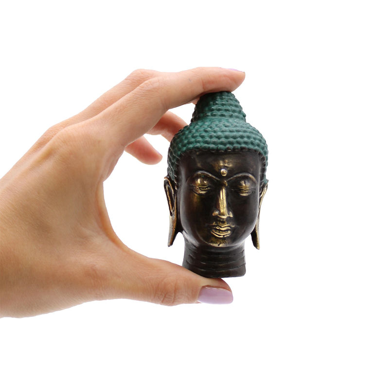 Small Antique Brass Buddha Head product image