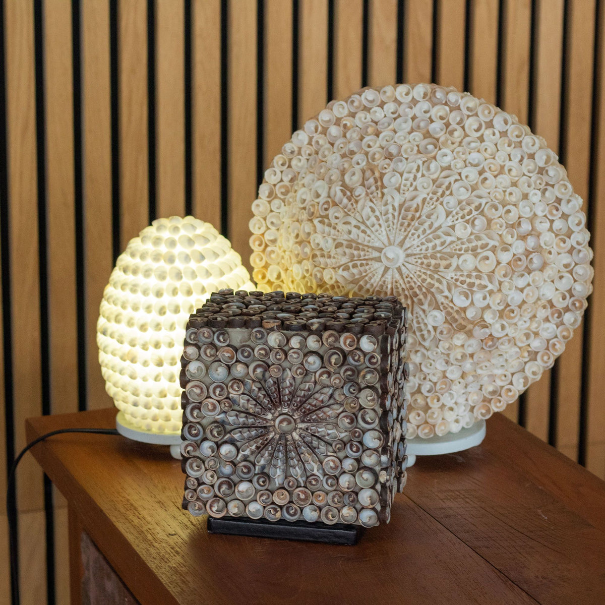 Boho Sea Shell Lamp - Cut Art Shell Oval - 15cm product image 4