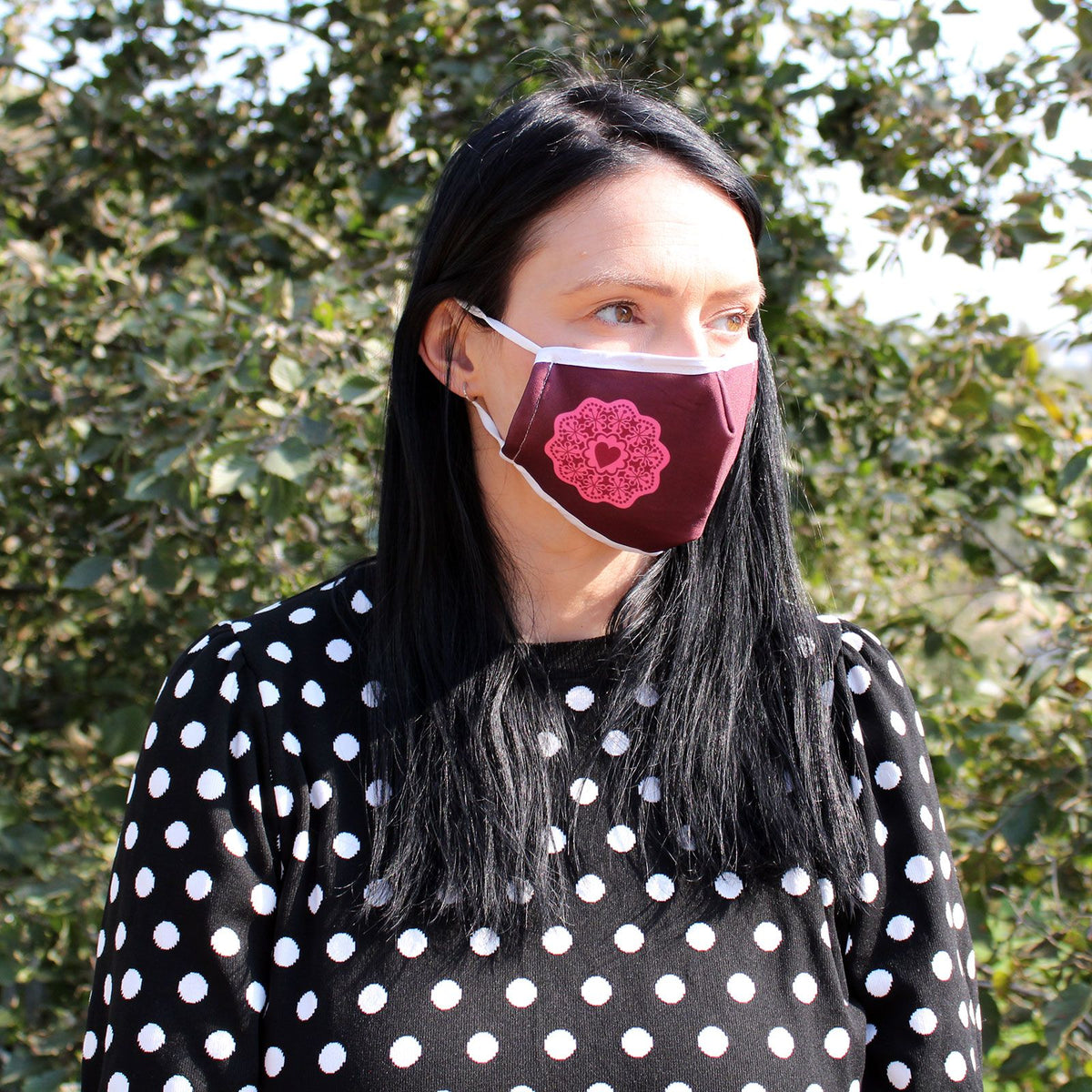 Reusable Fashion Face Covering - Red Mandala Heart (Adult) - product image 3