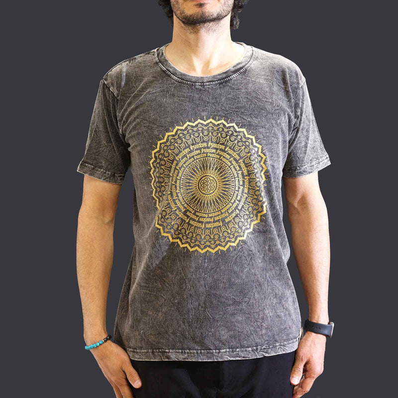 Nomad Sari Stonewashed Cotton T-Shirt - Mandala - Dark Grey - Medium product image