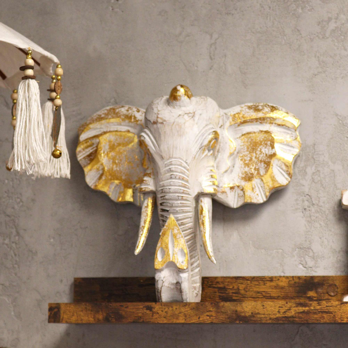 Large Elephant Head - Gold & Whitewash product image 3