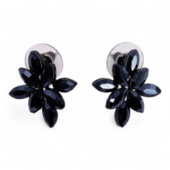 Jet Black - Vintage Glass - Flowers - Earrings product image
