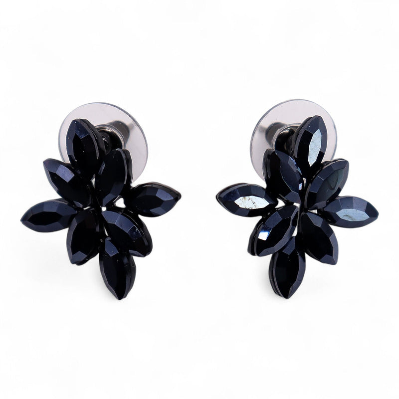 Jet Black - Vintage Glass - Flowers - Earrings product image