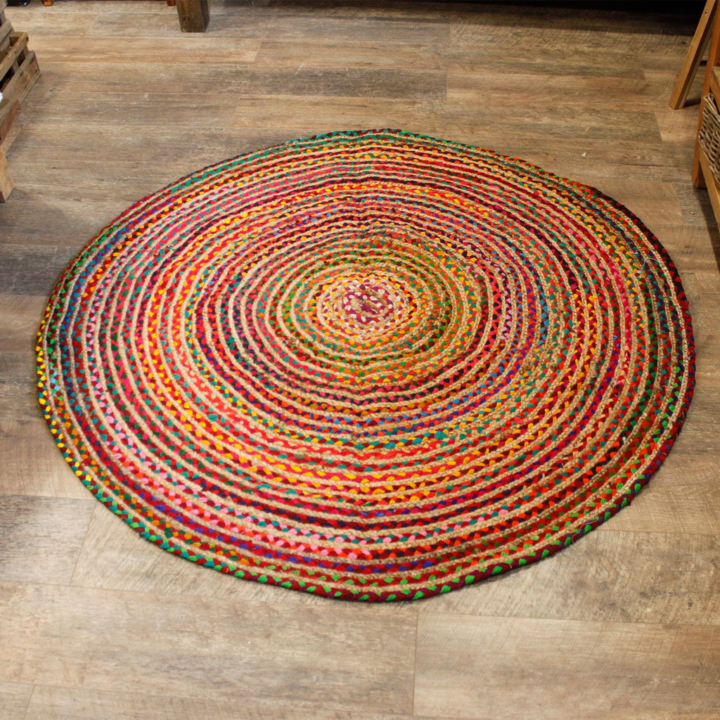 Round Jute and Recycled Cotton Rug - 150 cm product image 3
