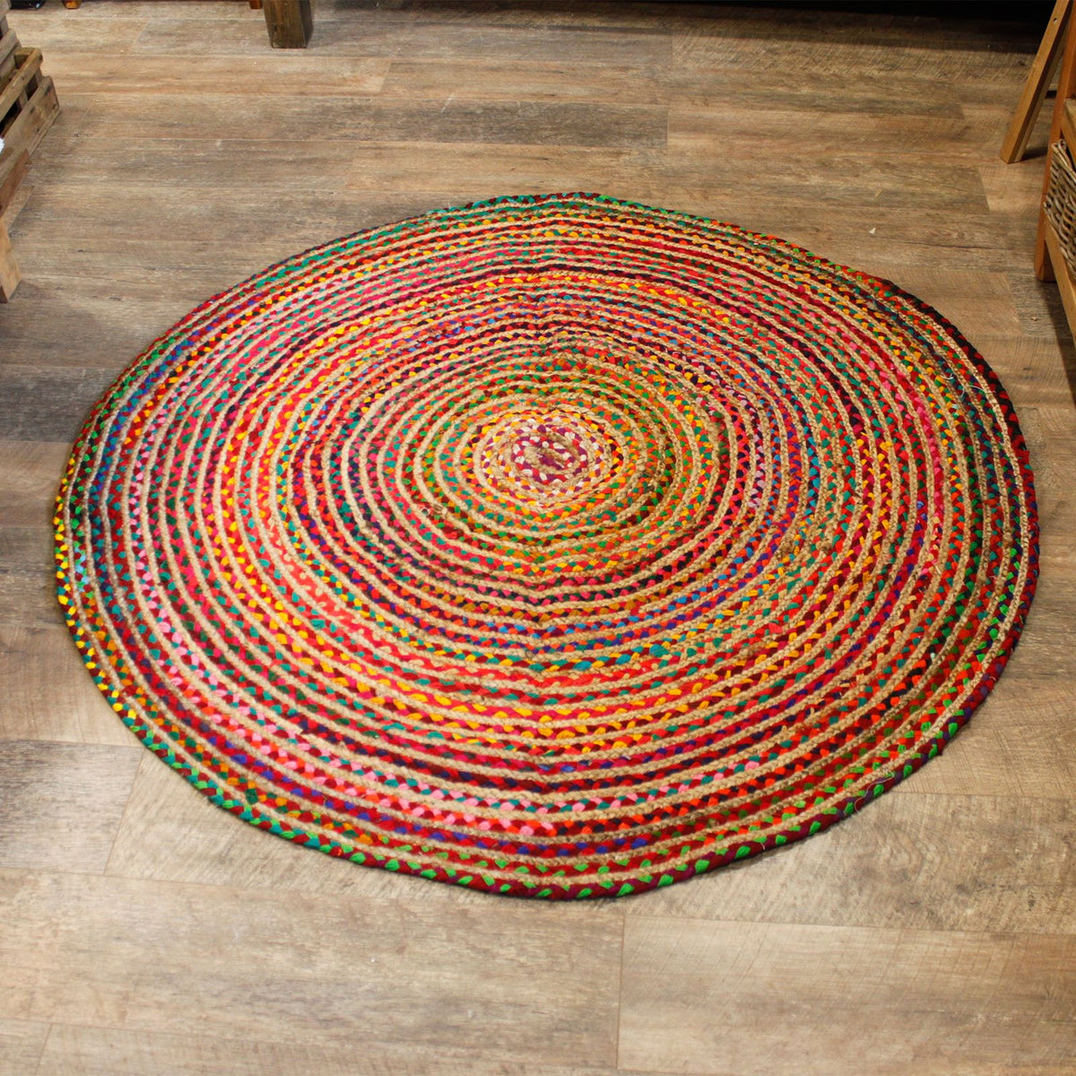 Round Jute and Recycled Cotton Rug - 150 cm product image 3