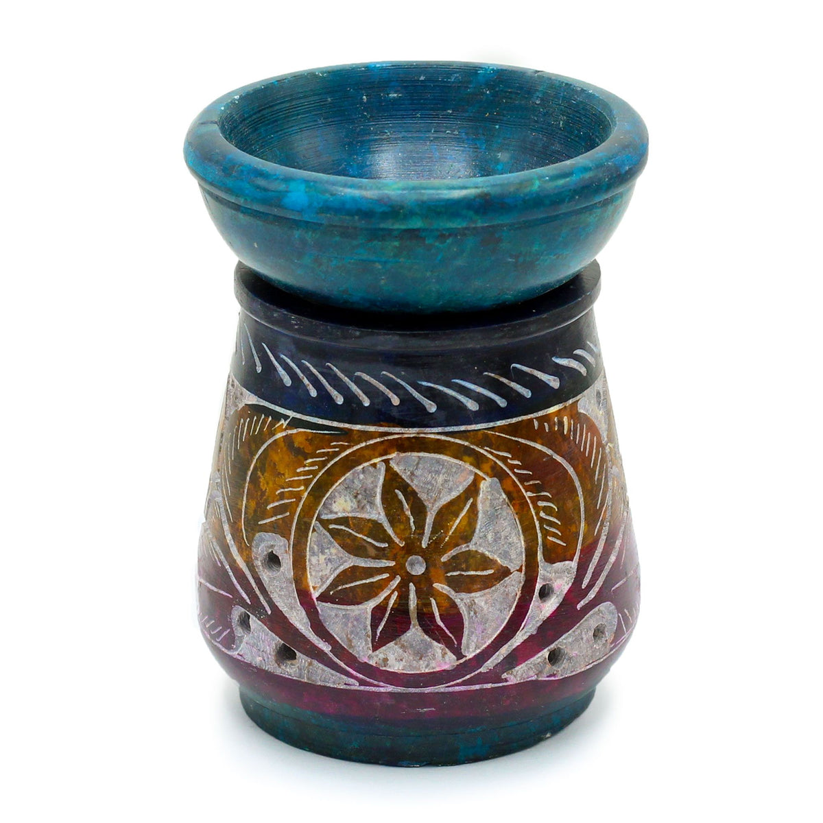 Small Coloured Soapstone Oil Burner 8cm - Flower product image