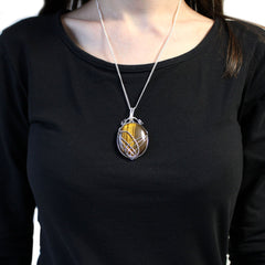 Swirl Wrapped Gemstone Necklace - Tiger Eye product image 4