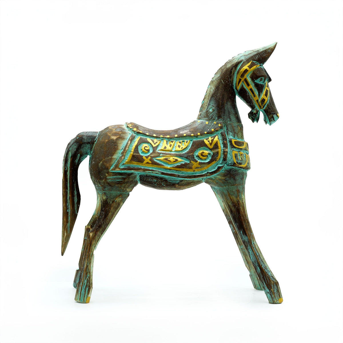Medium Gold & Turquoise Horse 25 cm product image 3