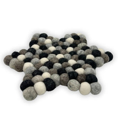 Felt Ball Star Centre Mat - Multi Grey Colour