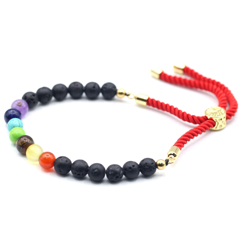 18K Gold Plated Gemstone Royal String Bracelet - Lava Stone Chakra product image