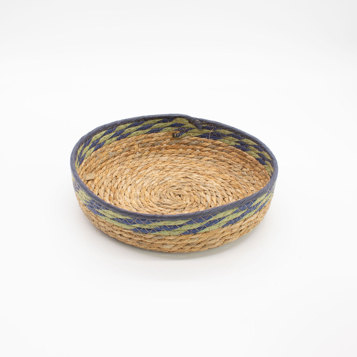 Straw & Seagrass Tray Baskets - Natural Green & Blue- Set of 3 product image 4