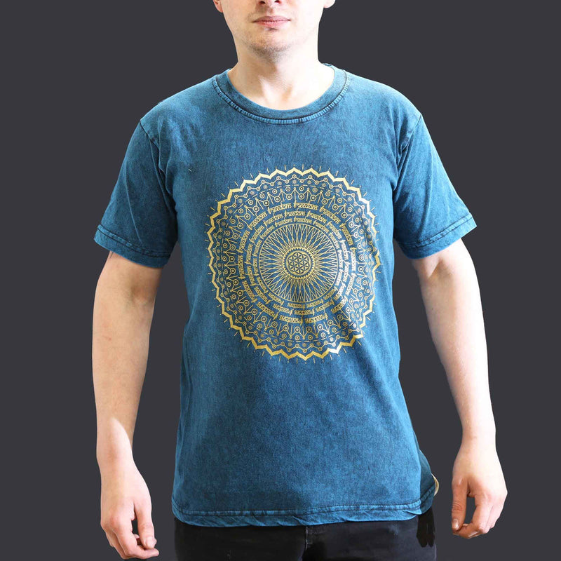 Nomad Sari Stonewashed Cotton T-Shirt – Mandala – Blue – Small product image