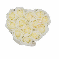 Soap Flower Gift Bouquet - 13 Cream Roses - Heart product image 7
