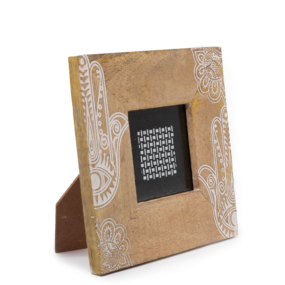 Small Mango Wood Picture Framel (for 10x10cm) 20x20x2cm- Hamsa - White product image