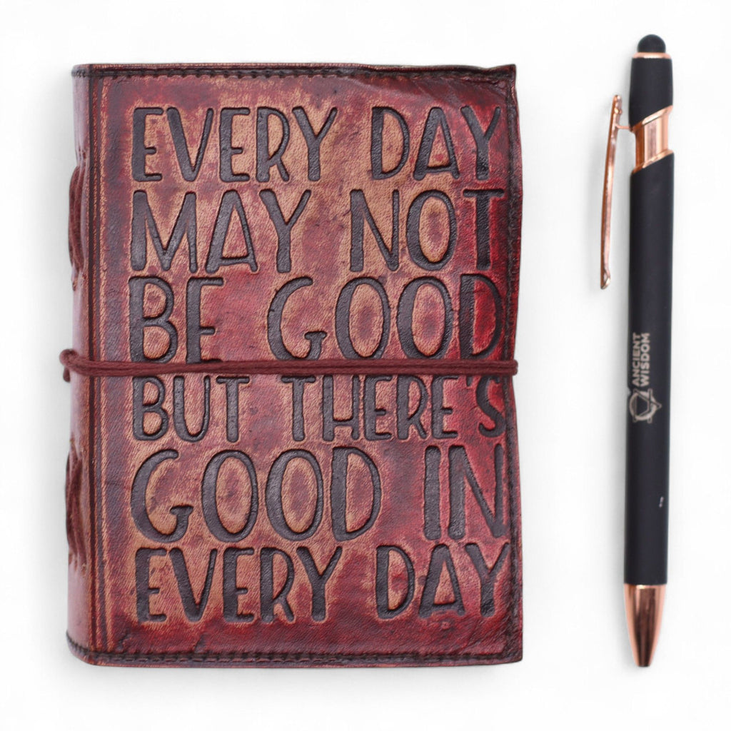Fat Deckled Edge Leather Notebook – Every Day May Not Be Good (12.7 × 8.9 cm) product image 3