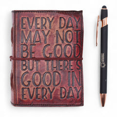 Fat Deckled Edge Leather Notebook – Every Day May Not Be Good (12.7 × 8.9 cm) product image 3