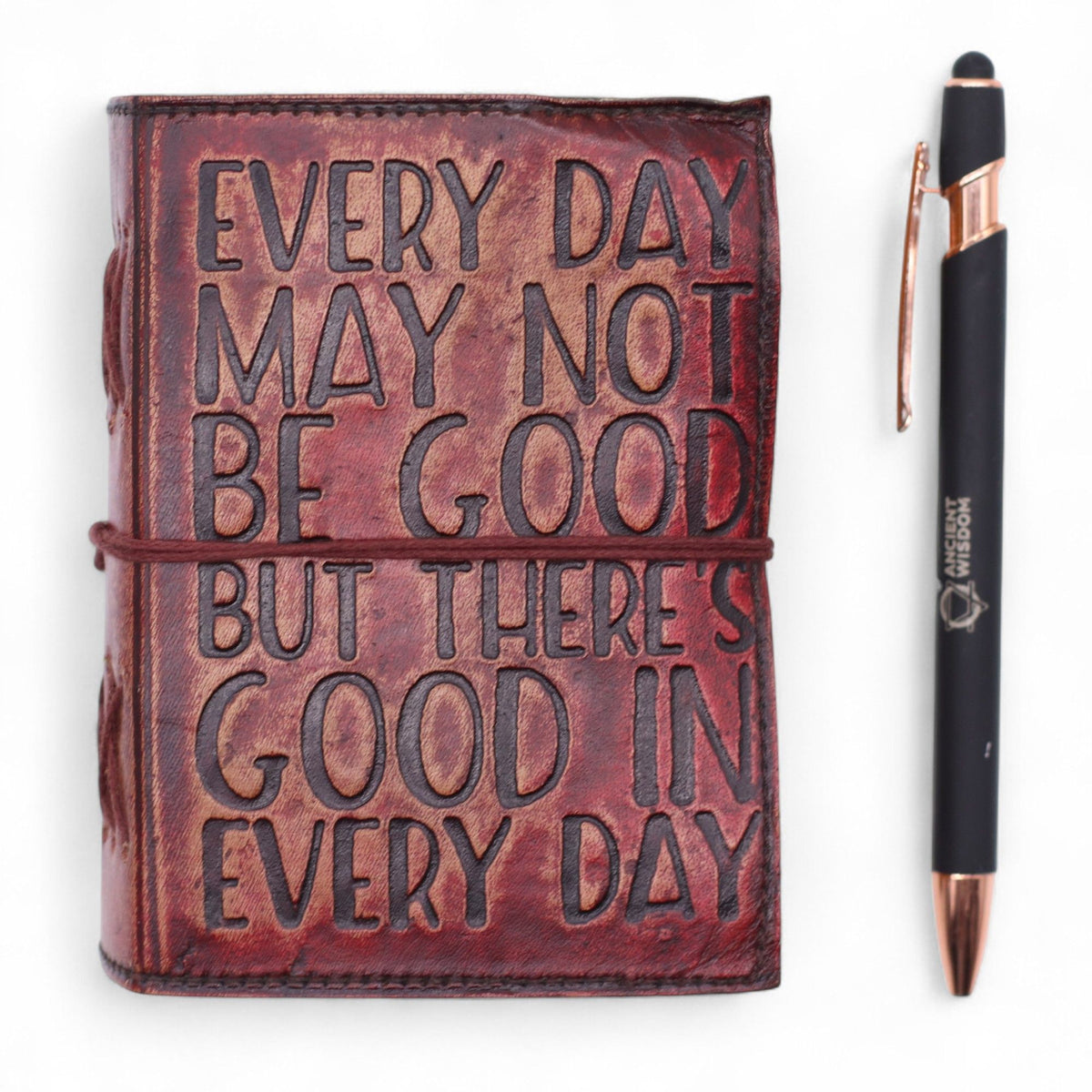 Fat Deckled Edge Leather Notebook – Every Day May Not Be Good (12.7 × 8.9 cm) product image 3