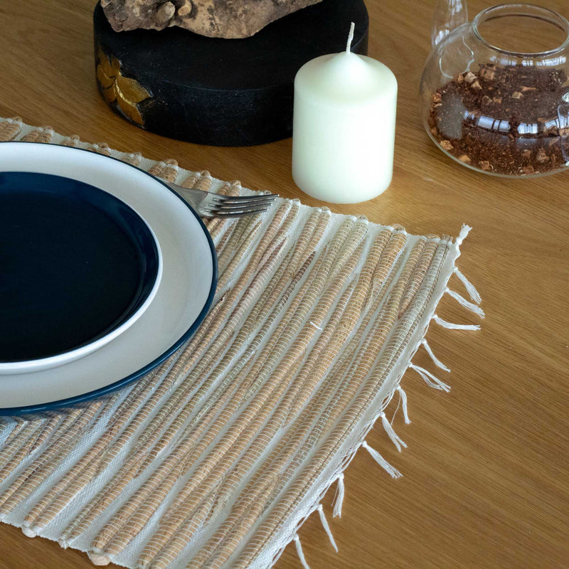Water Hyacinth Natural Placemat - Natural Tiger with Fringe product image