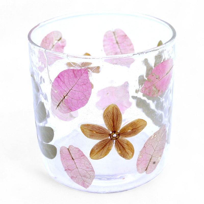 Natural Floral Glass - Straight Candle Holder - Primavera - (8x8cm) product image
