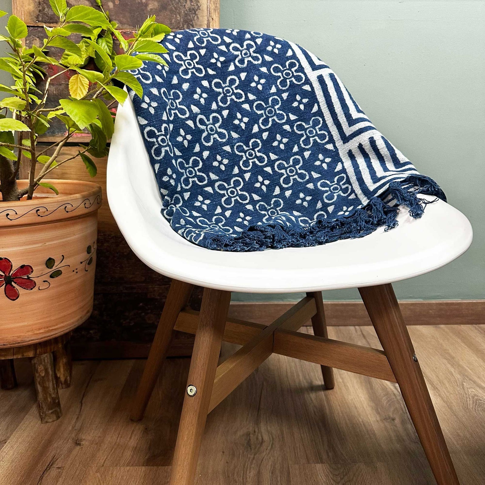 Handmade Indigo Throw - 170x120cm - Kasba Tiles product image