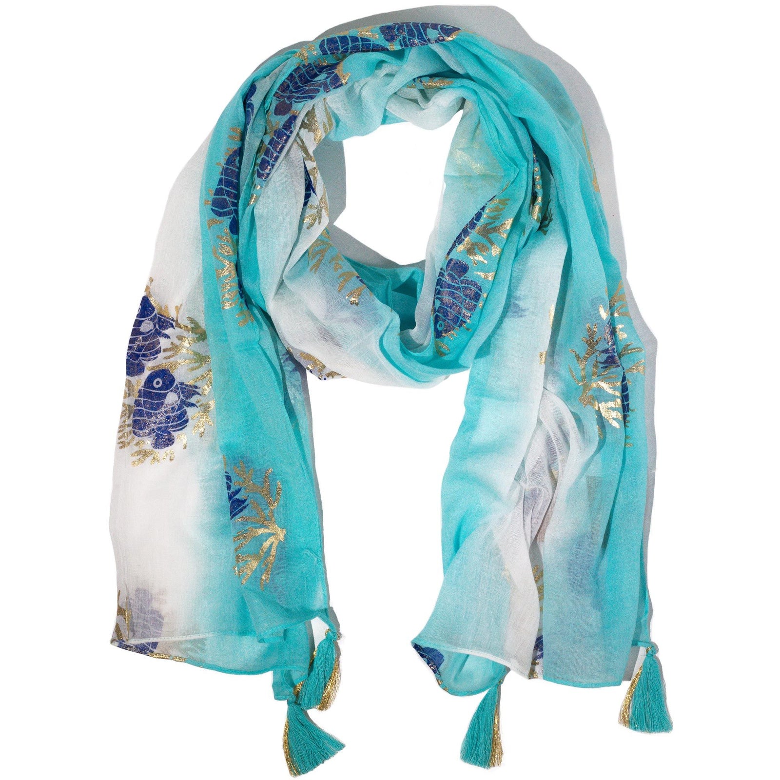 Nomad Sari Aqua Fish Scarf – Turquoise (180x50cm) product image