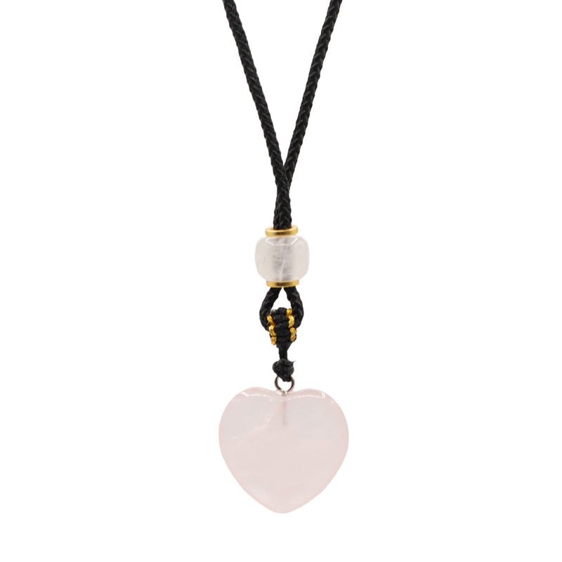 Cord Necklace Gemstone Pendant - Rose Quartz Heart product image