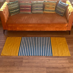 Indian Cotton Rug - 70x170cm - Yellow/ Blue product image 5
