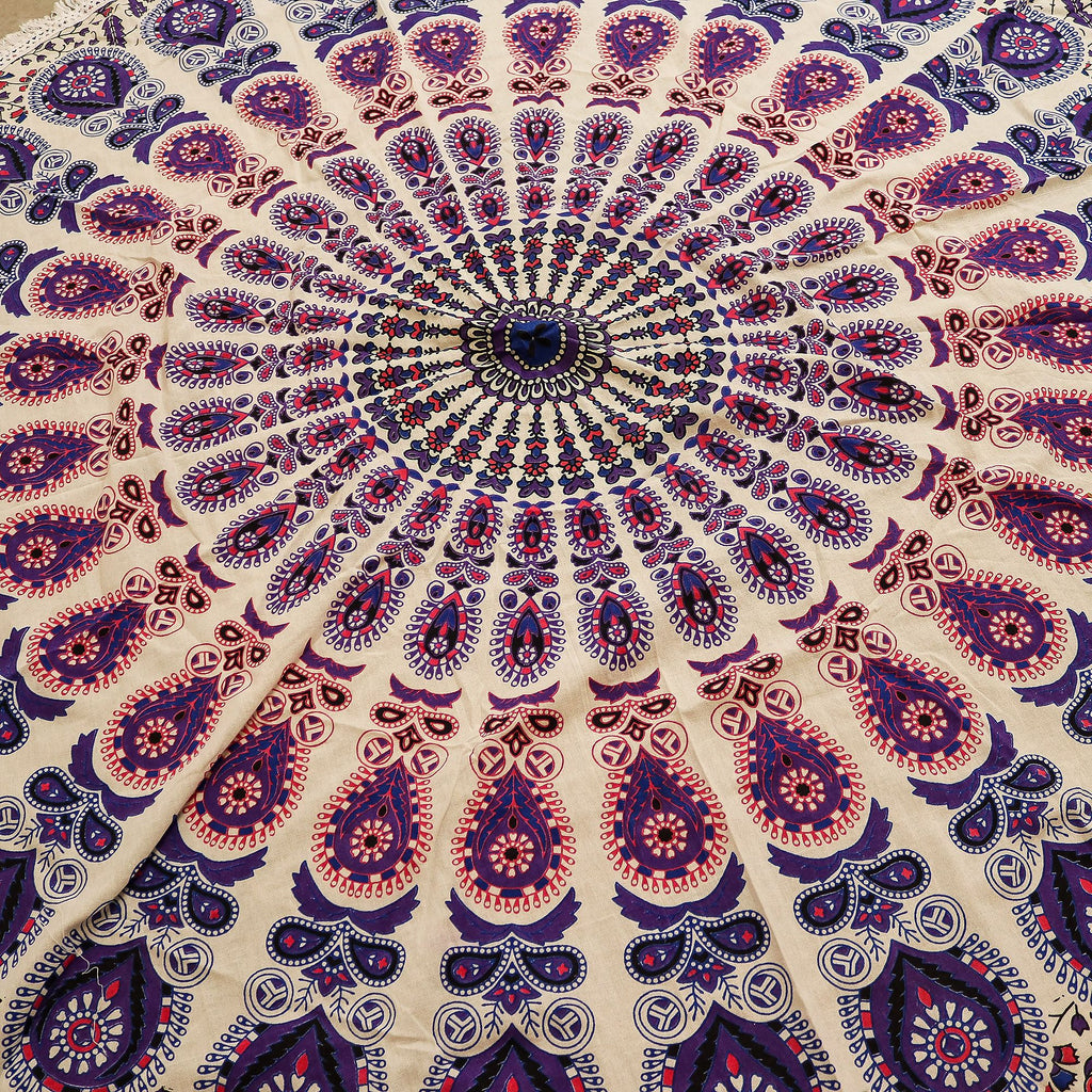 Small Mandala Roundie Cotton Art (130cm) - Peacock Purples product image 3
