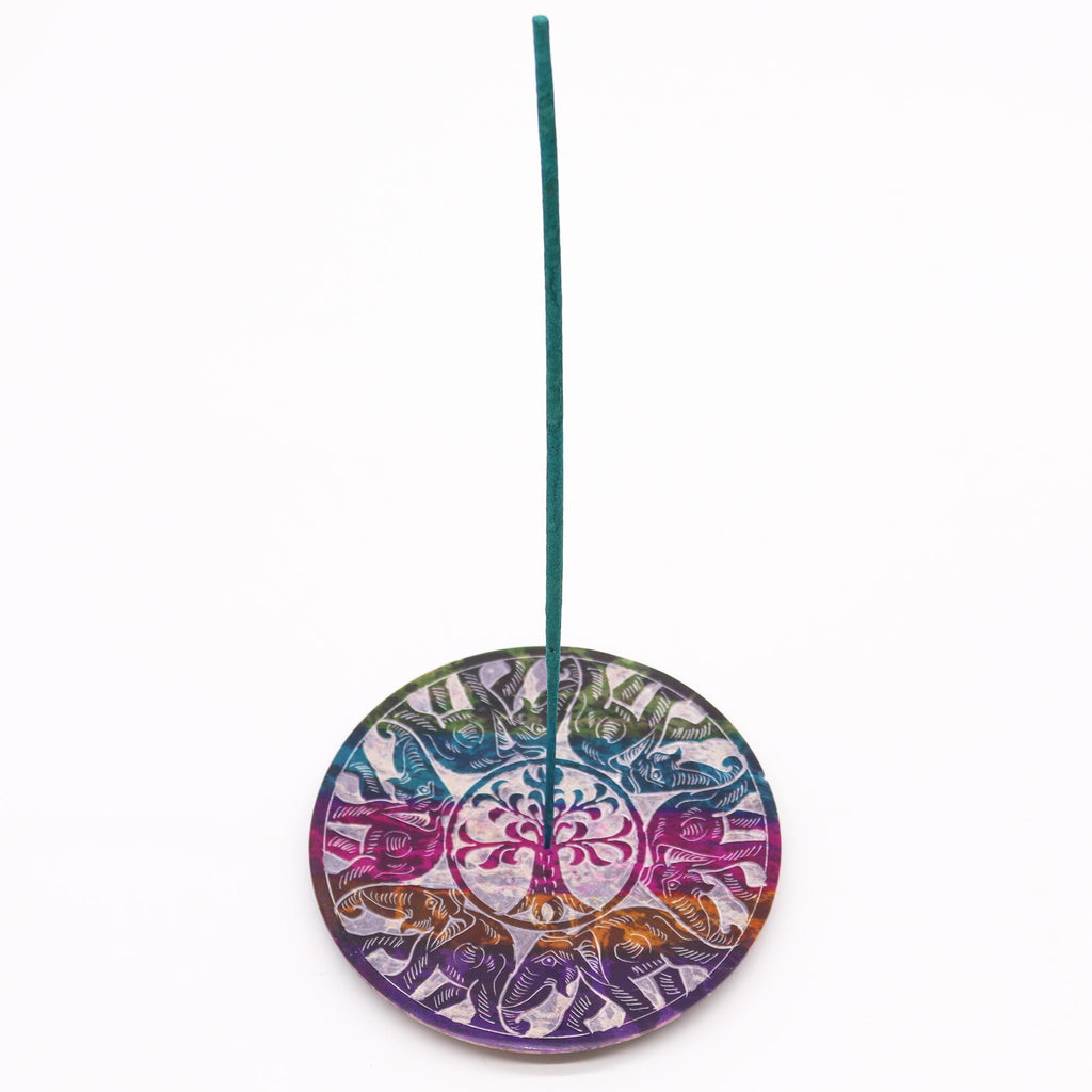 Soapstone Disc Incense Holder - 6 Lucky Elephants product image 3